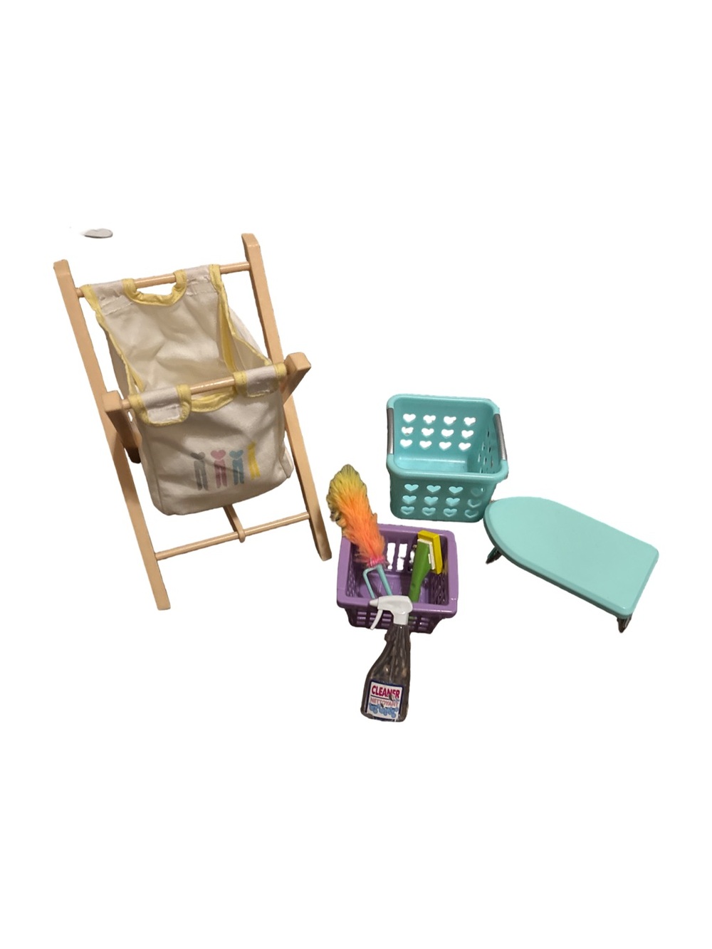 Doll Laundry Set with Folding Hamper & Accessories - Turquoise & Purple